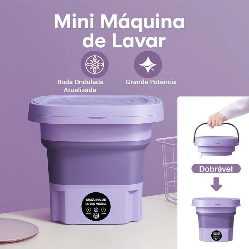 Mini Máquina de Lavar Portátil 8L – Dobrável, Compacta e com Função de Secagem Automática!