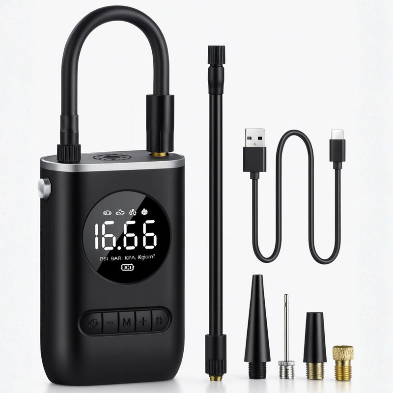 Compressor Digital Portátil 150 PSI – Inflador Recarregável com Display LED