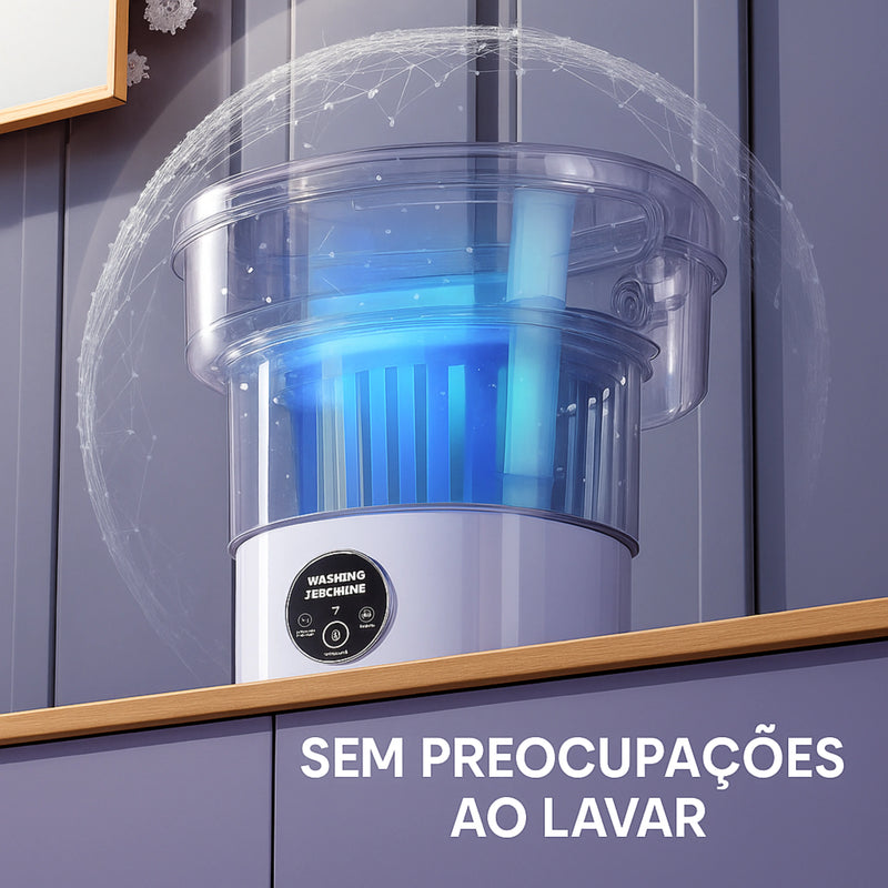 Mini Máquina de Lavar Portátil 8L – Dobrável, Compacta e com Função de Secagem Automática!
