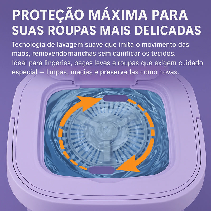 Mini Máquina de Lavar Portátil 8L – Dobrável, Compacta e com Função de Secagem Automática!