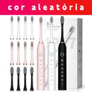 Escova Elétrica Ultrassônica Inteligente à Prova d’Água – Recarregável com 4 Cabeças Substituíveis