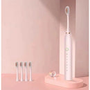 Escova Elétrica Ultrassônica Inteligente à Prova d’Água – Recarregável com 4 Cabeças Substituíveis