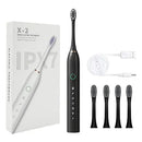 Escova Elétrica Ultrassônica Inteligente à Prova d’Água – Recarregável com 4 Cabeças Substituíveis